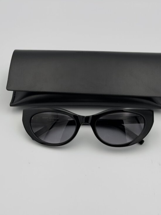 Saint Laurent SL M115 002 Sunglasses Black Cat Eye Grey Gradient YSL